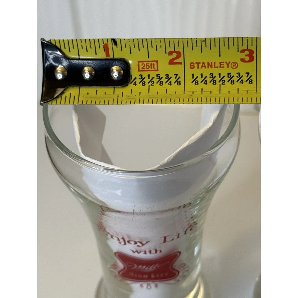 VTG Miller High Life Collectible Beer Glass Set 4 Logo Breweriana Barware MCM